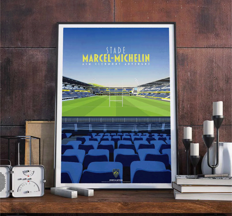 Affiche + cadre stade Marcel Michelin ASM Clermont